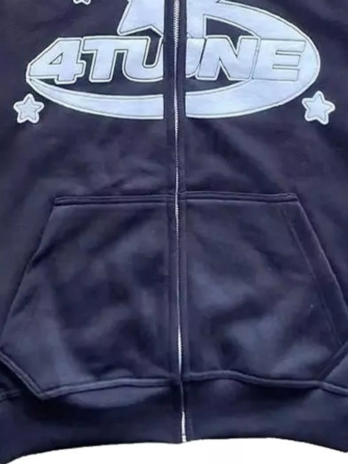 Letter-print hoodie, navy graphic and pockets