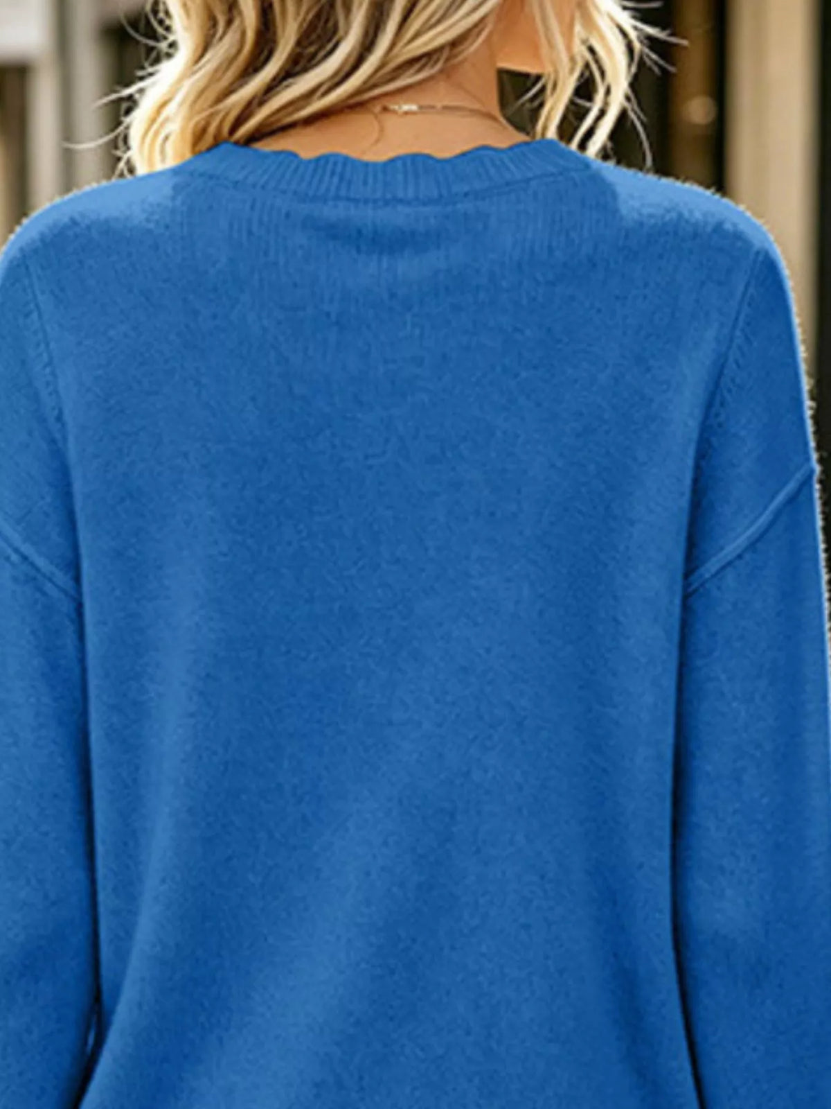 Trendsi Full Size Scalloped Trim Crew Neck Sweater Plus Size -