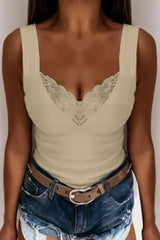 Trendsi Full Size Lace Detail V-Neck Tank Plus Size -