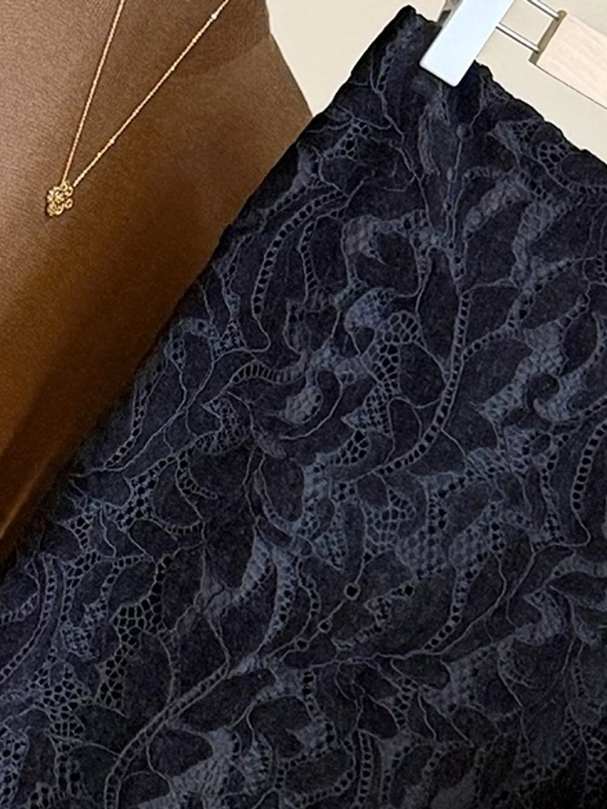 Black high-waisted lace skirt