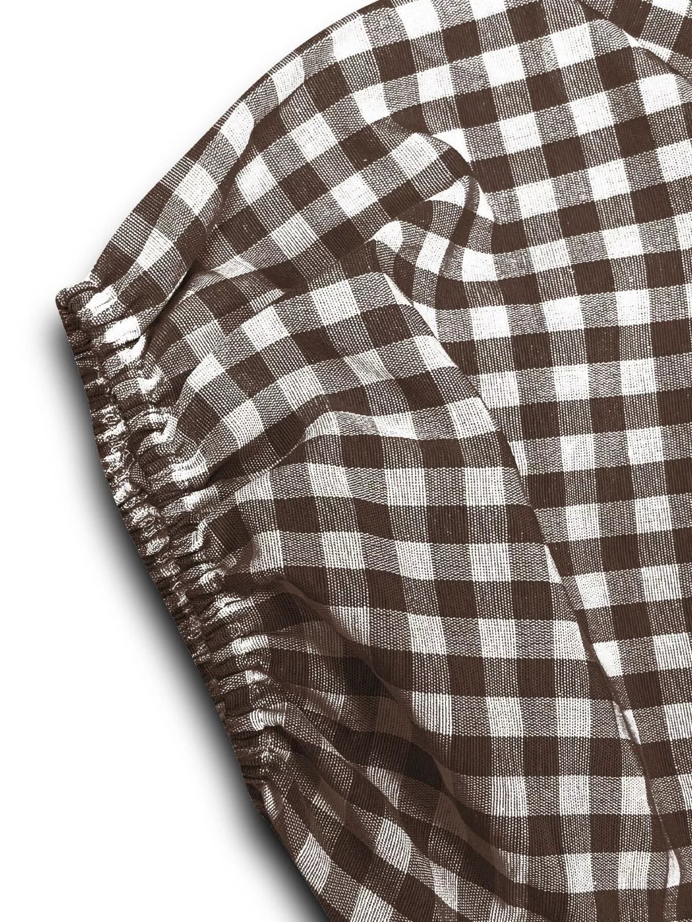 Trendsi Gingham Smocked Puff Sleeve Midi Dress -