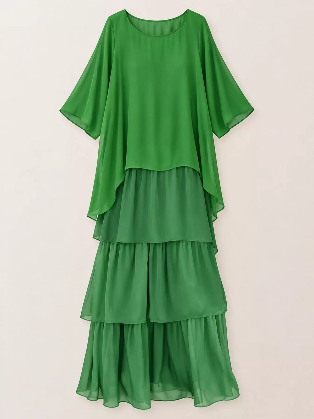 Layered maxi dress, green hanging front