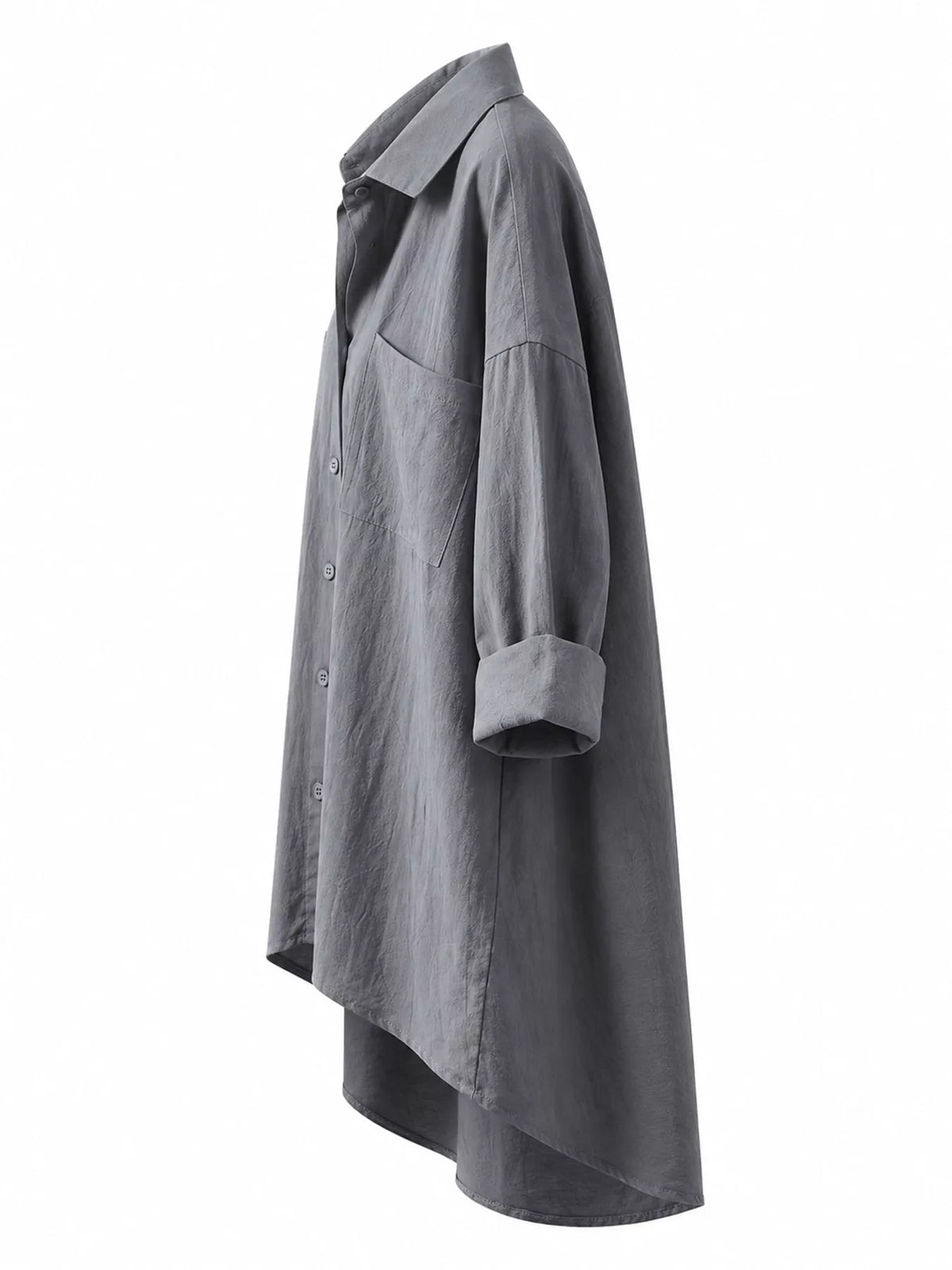 Cotton chest-pocket shirt, gray side