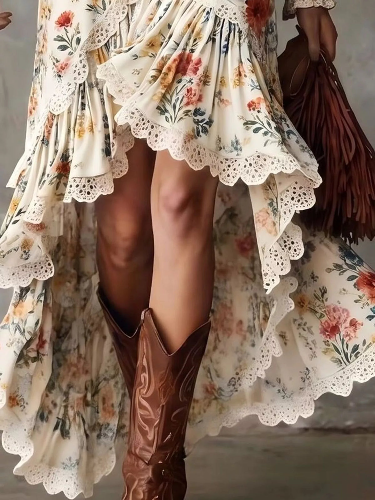 High-Low Hem Surplice Dress, detail view in cream