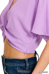 Trendsi Zenana Woven Airflow Twisted Top & Wide Leg Pants Set -
