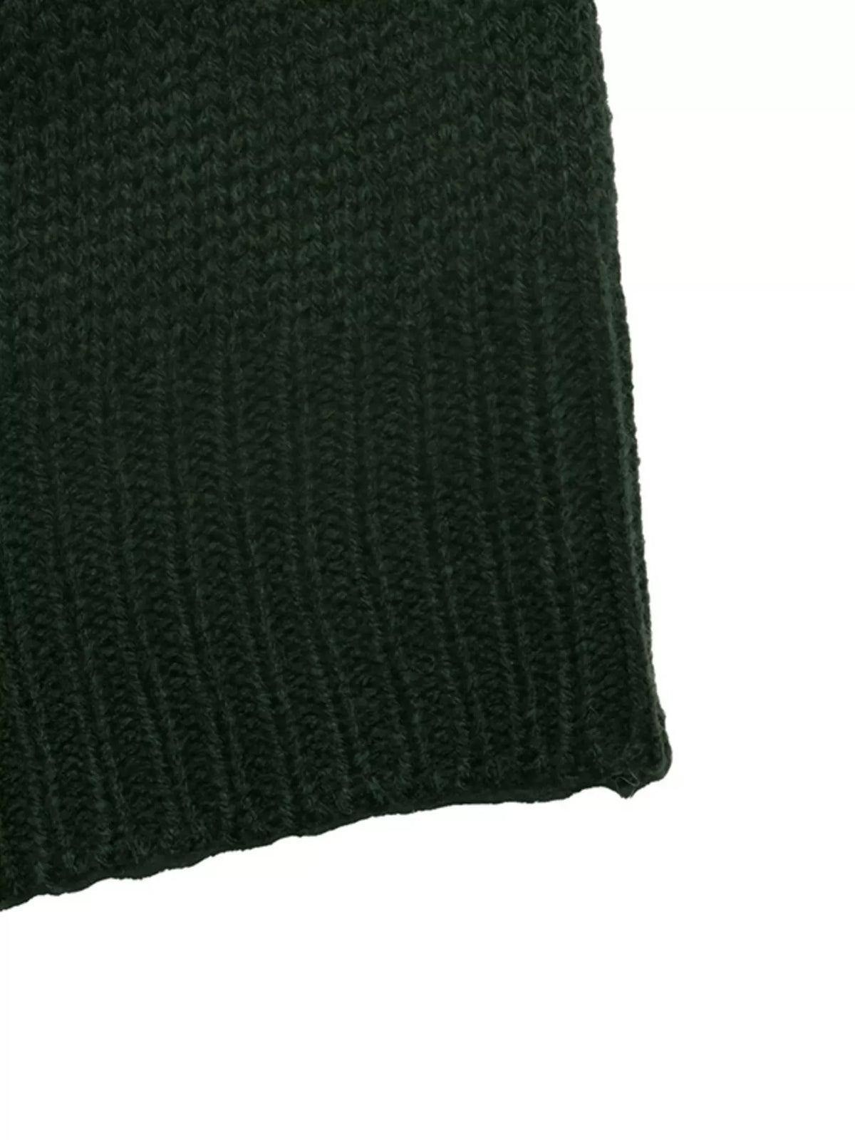 Dark green Christmas tree sweater, hem detail