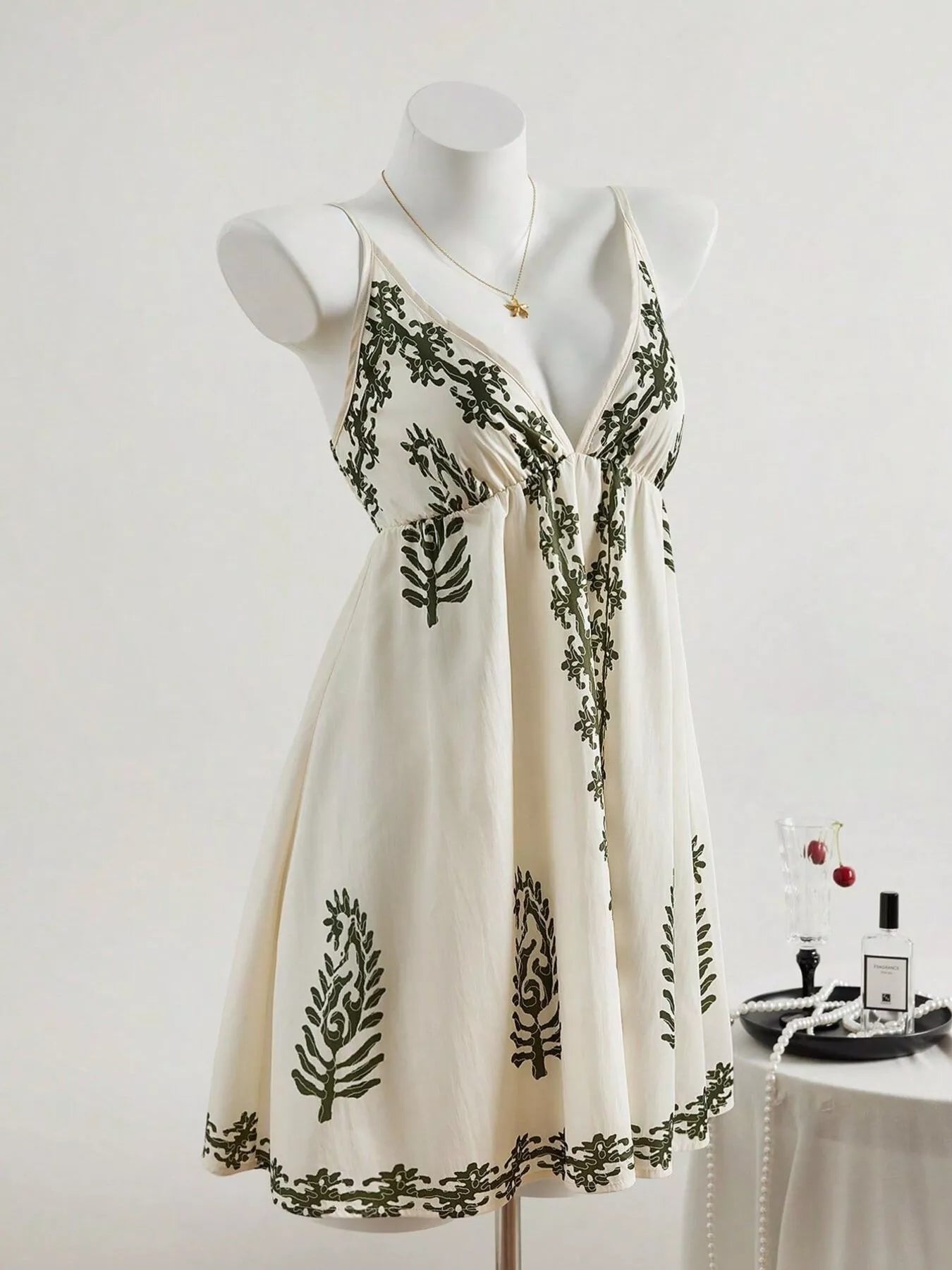 Trendsi V-Neck Spaghetti Strap Mini Dress -