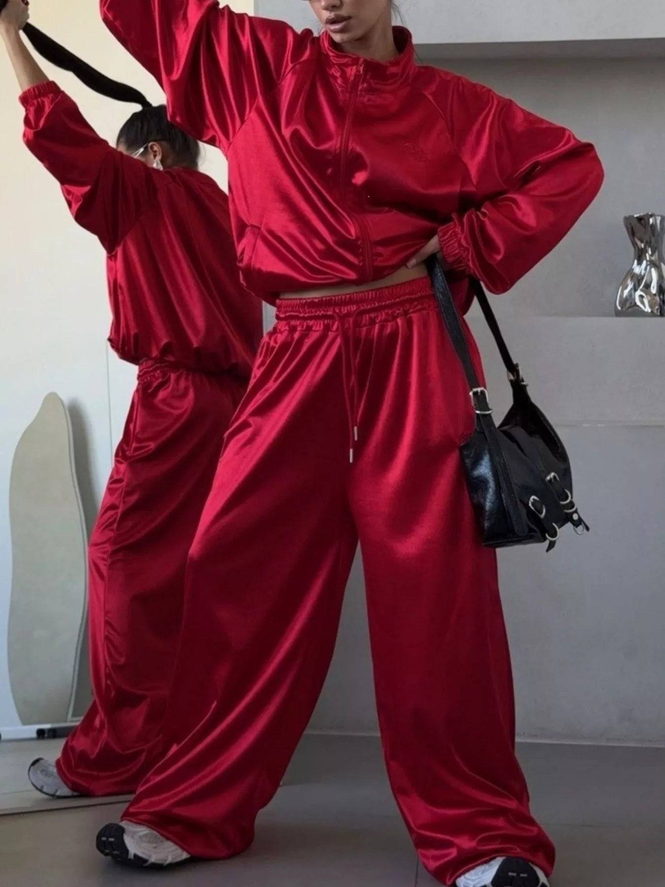 Trendsi Zip Up Raglan Sleeve Jacket and Pants Set -