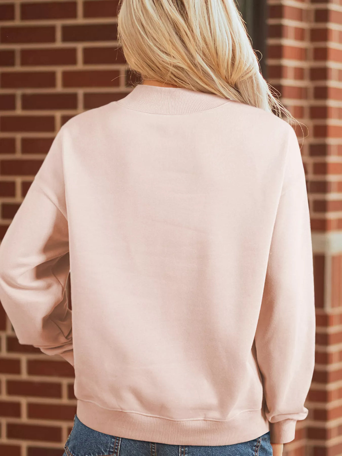 Sequin candy-cane sweatshirt, pink back