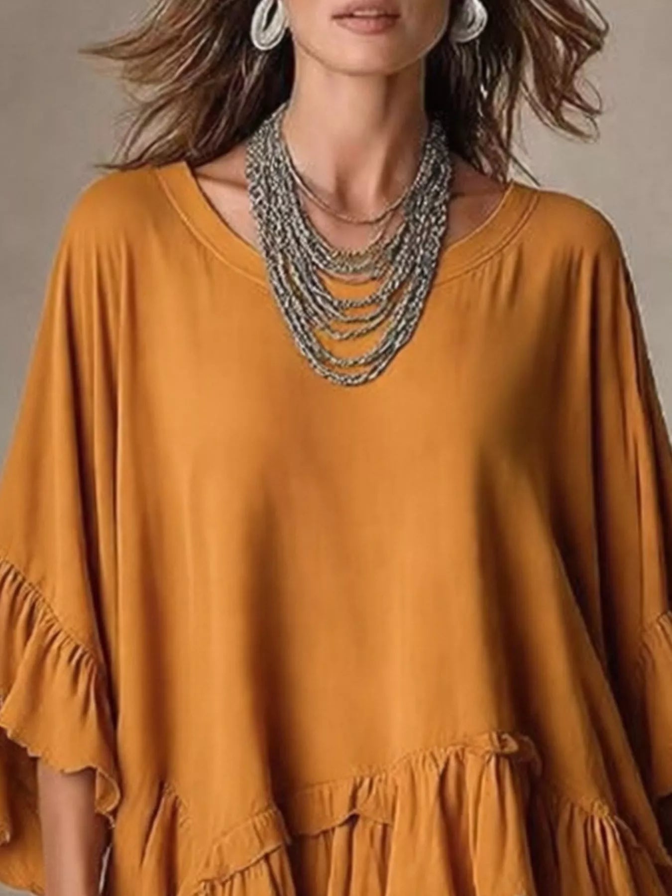 Trendsi Ruffled Hem Loose Fit Top -
