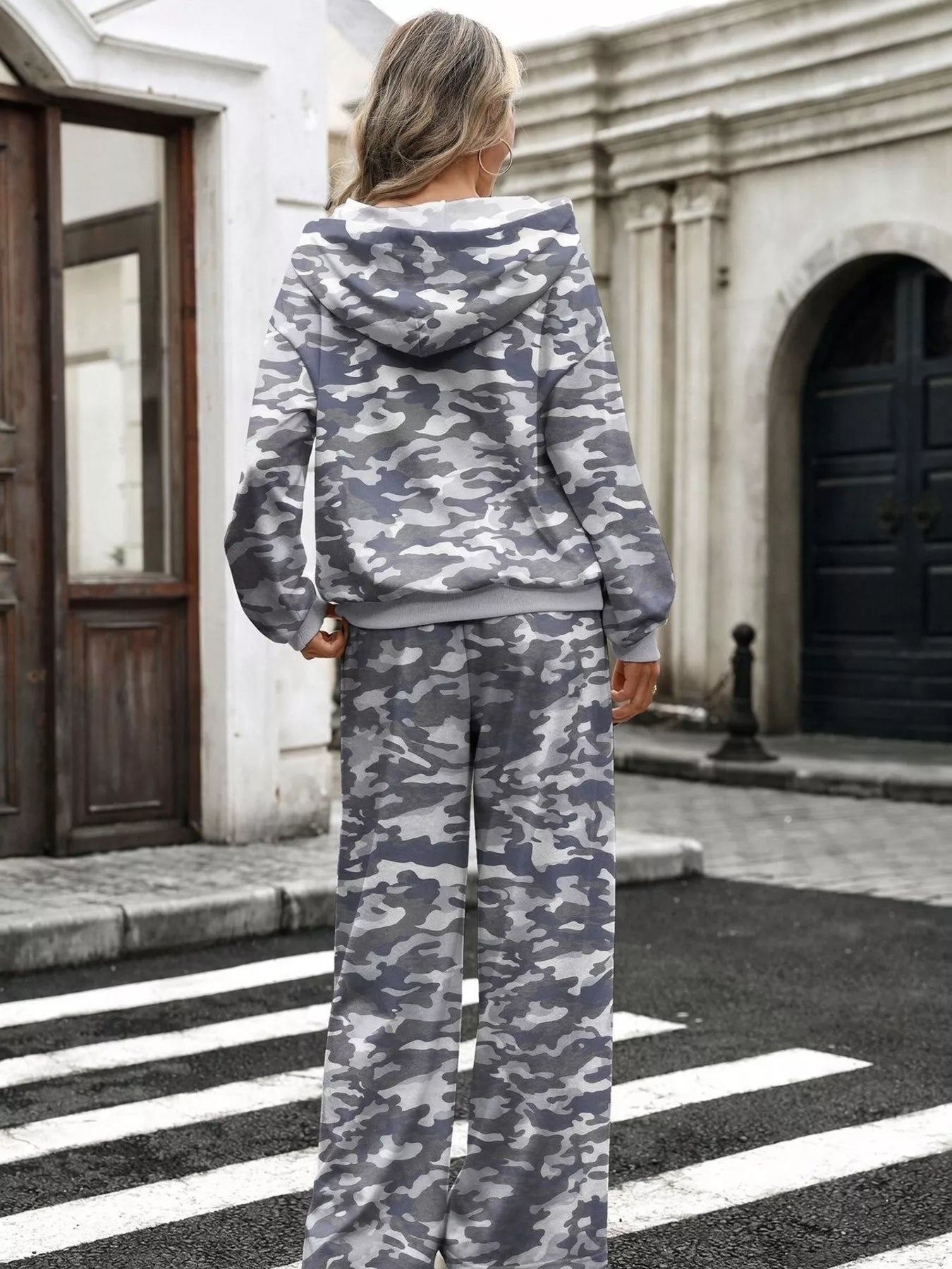 Trendsi Printed Long Sleeve Hoodie and Pants Set -