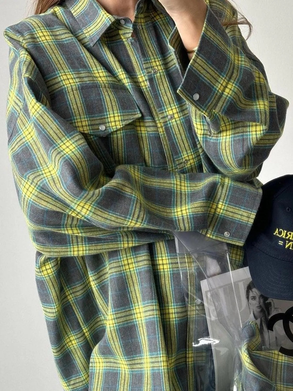 Dark Green plaid button up shirt