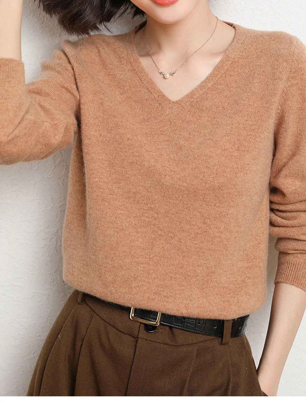Golden Camel v-neck long sleeve knit top
