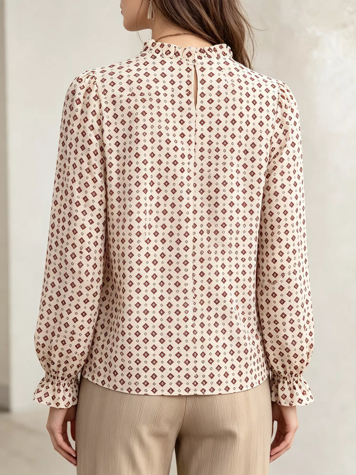 Trendsi Printed Flounce Sleeve Blouse -