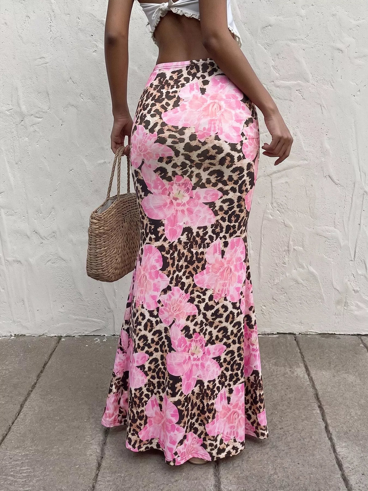 Trendsi Leopard Print Bodycon Maxi Skirt -