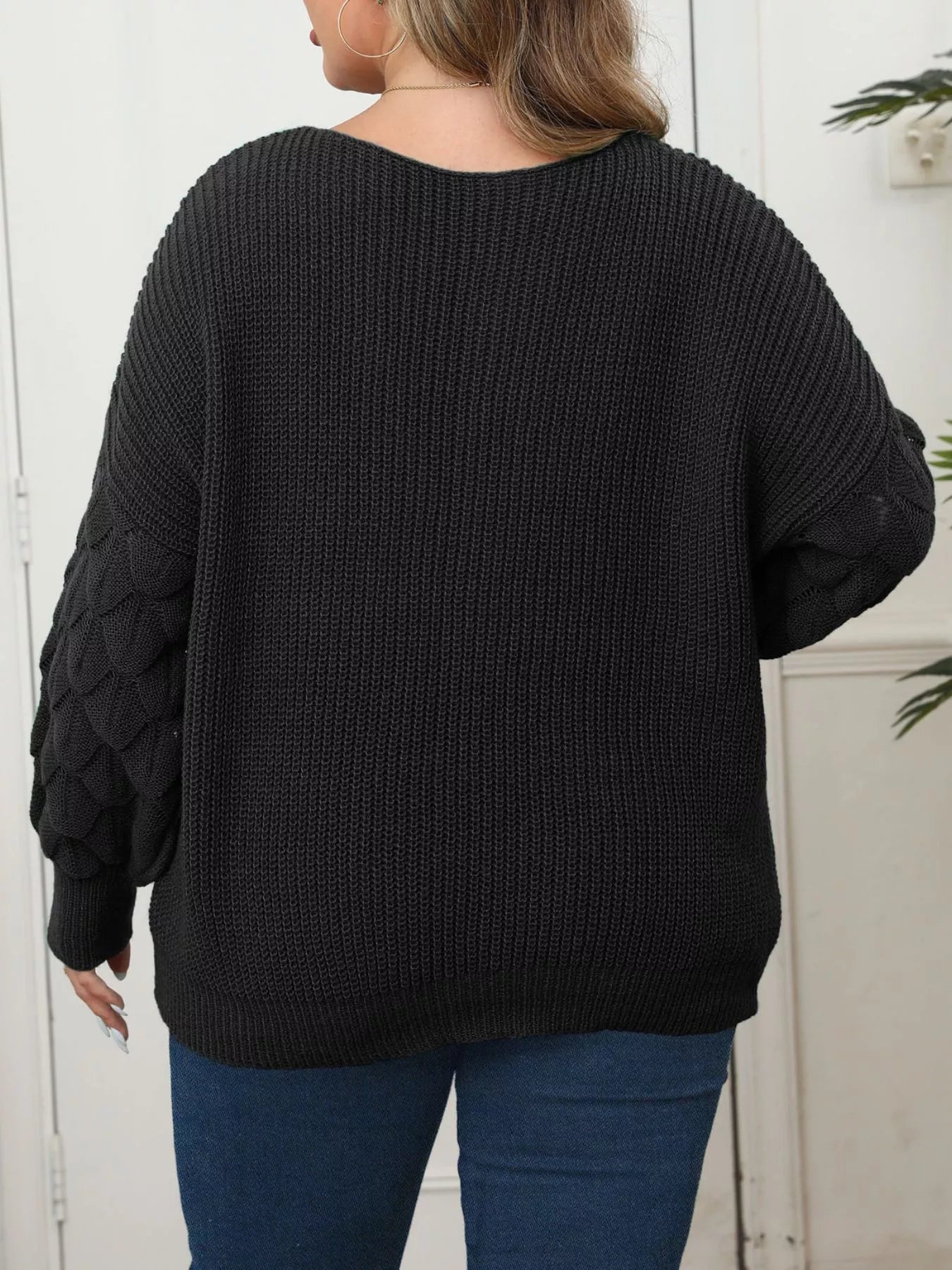 Trendsi Plus Size Butterfly Dropped Shoulder Sweater -