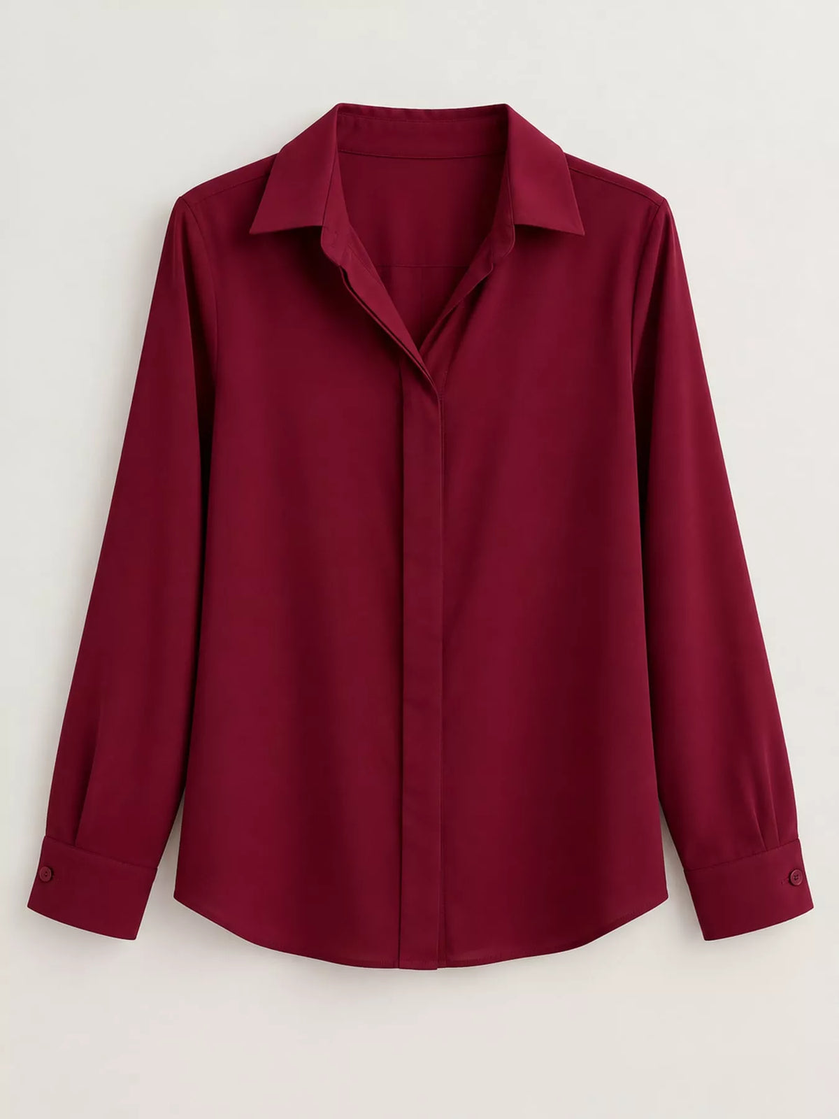 Button-up shirt, burgundy hanging front