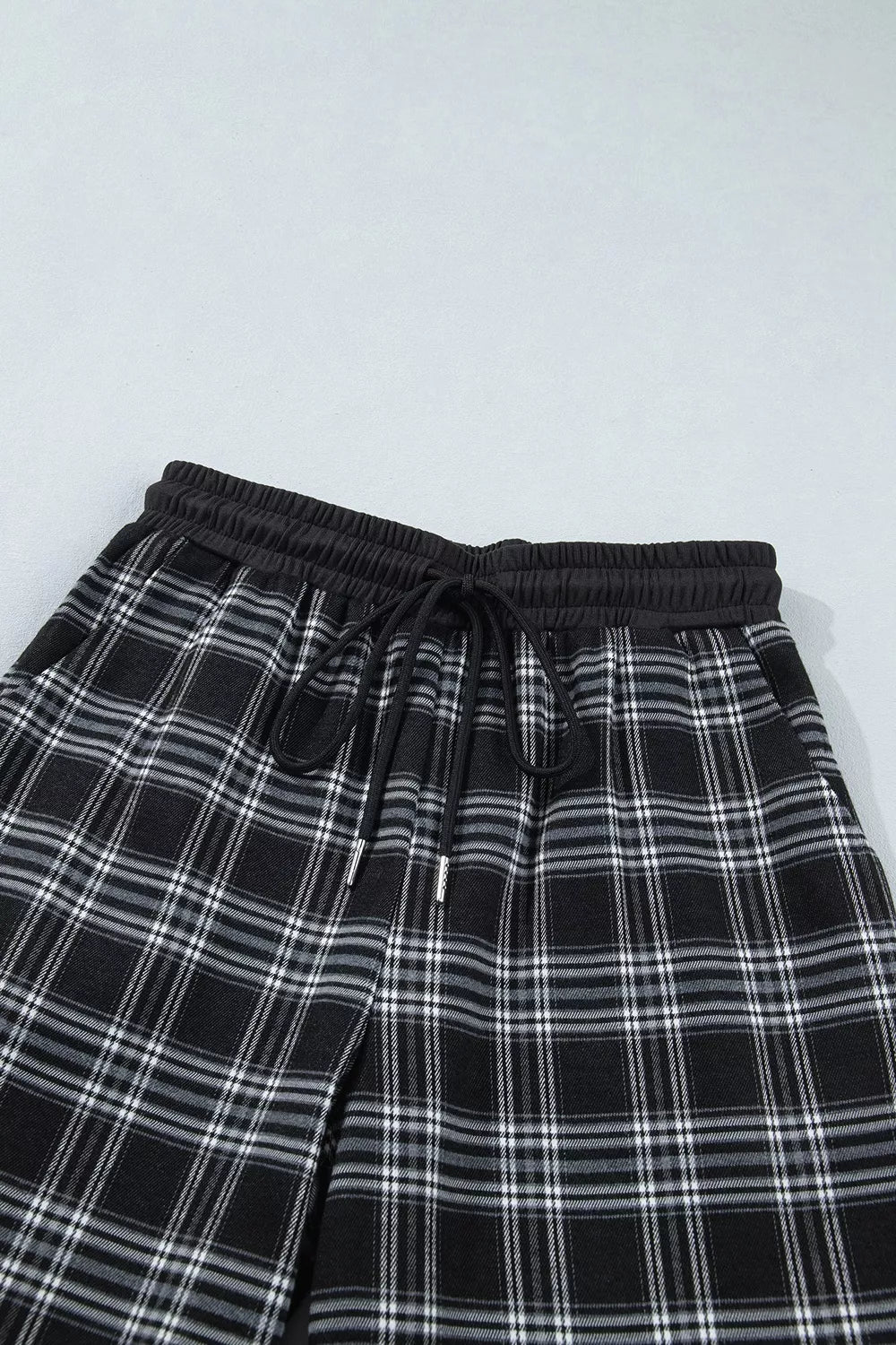 Trendsi Plaid Wide-Leg Drawstring Pants -