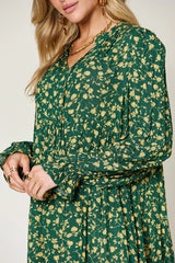 Trendsi Double Take Full Size Printed Ruffle Hem Long Sleeve Tiered Dress -