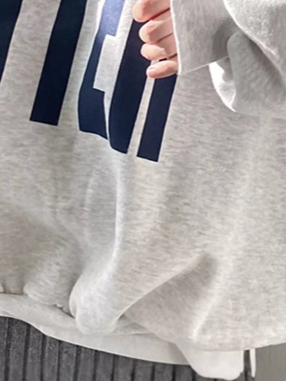 Women's Half-Zip Letter Graphic Sweatshirt in gray — print detail view