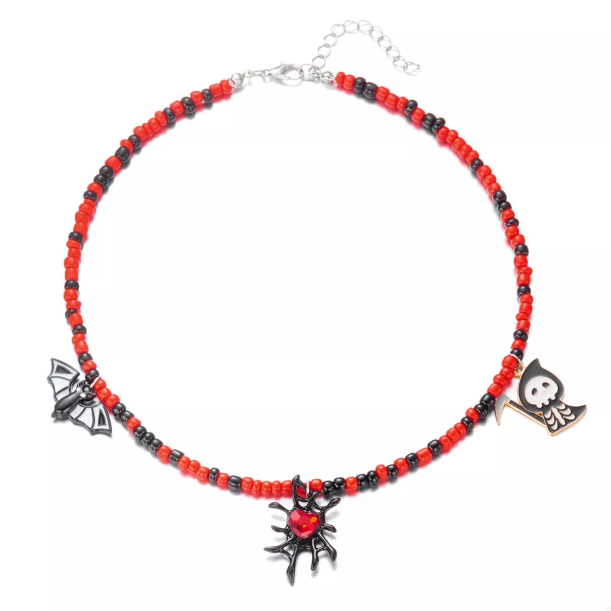 Trendsi Halloween Spider Web Beaded Necklace -