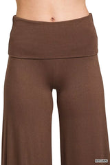 Trendsi Zenana Fold Over Waist Comfy Wide Leg Pants -