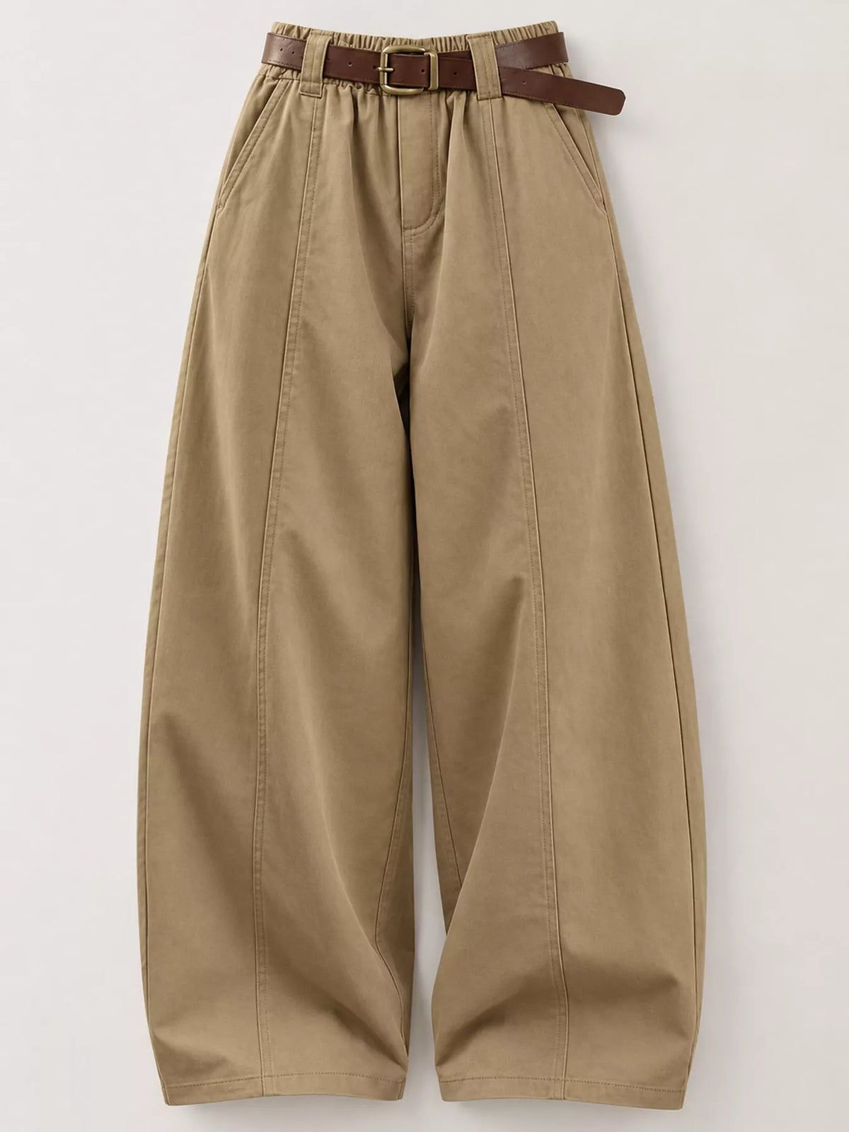 Khaki wide-leg pants