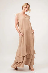 Trendsi And The Why Washed Fringe Detail Tiered Dress -