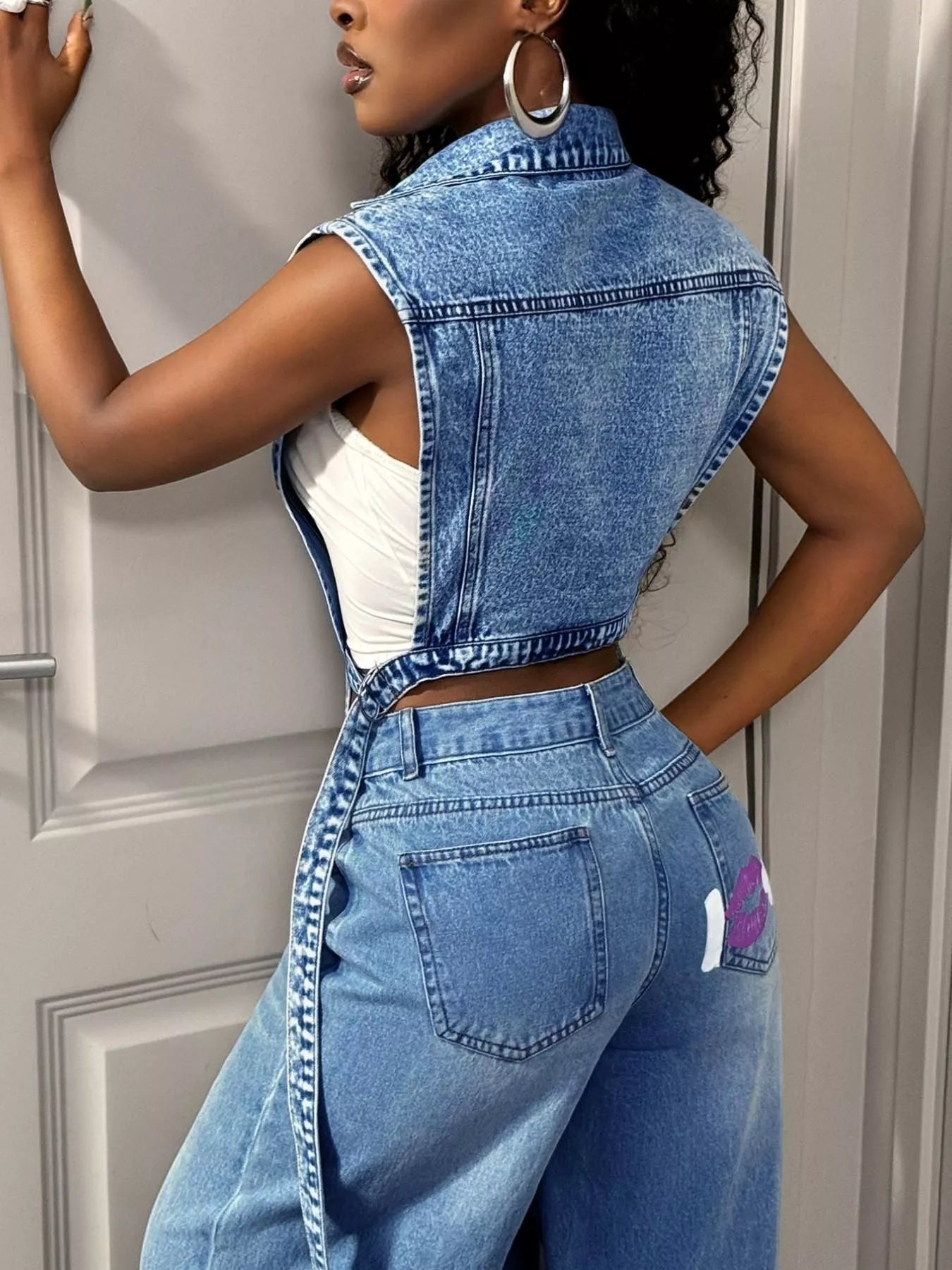 Trendsi High-Low Open Front Denim Vest -