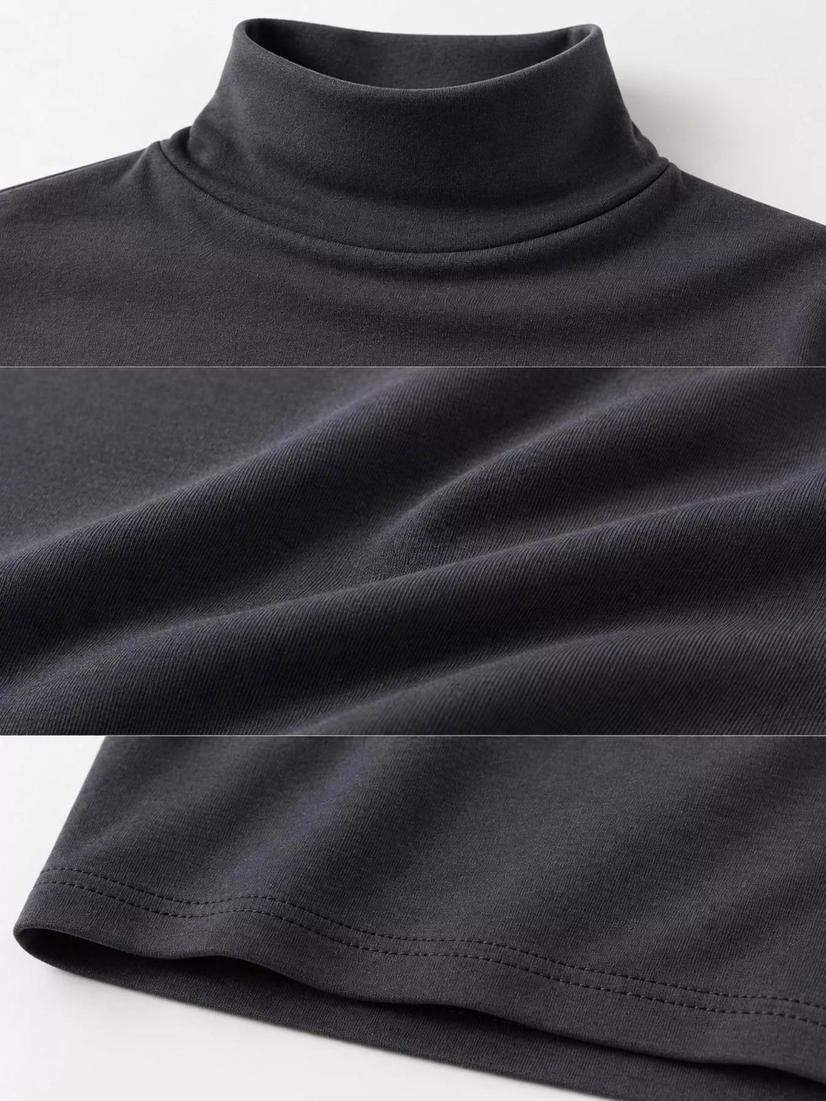 Slim-Fit Mock Neck Long Sleeve T-Shirt — garment construction details