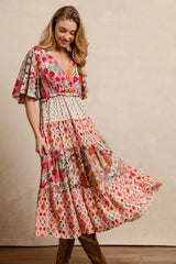 Trendsi BiBi Floral Print Mix and Match Midi Dress - Dresses