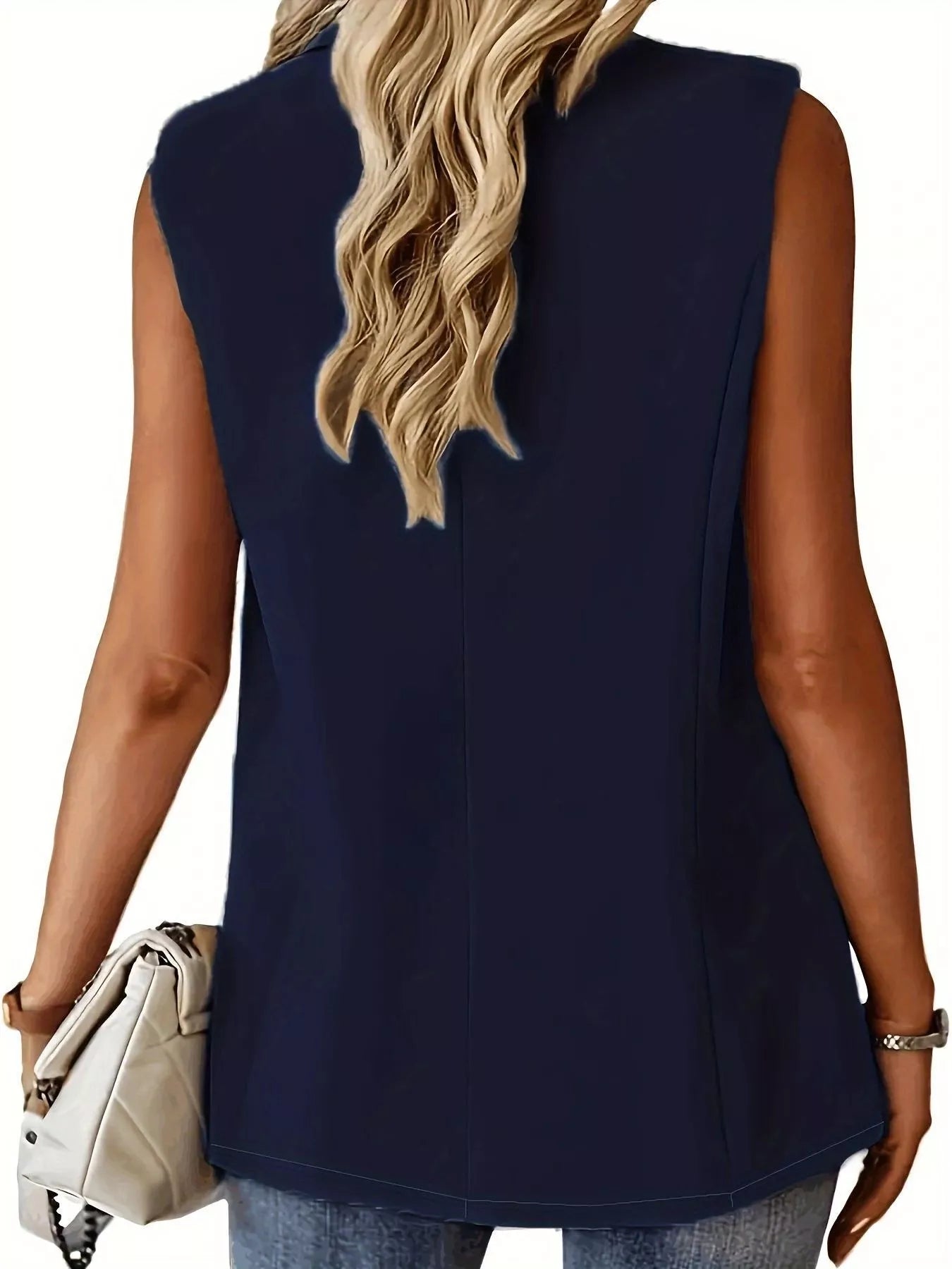 Trendsi Full Size One Button Lapel Collar Vest Coat Plus Size -