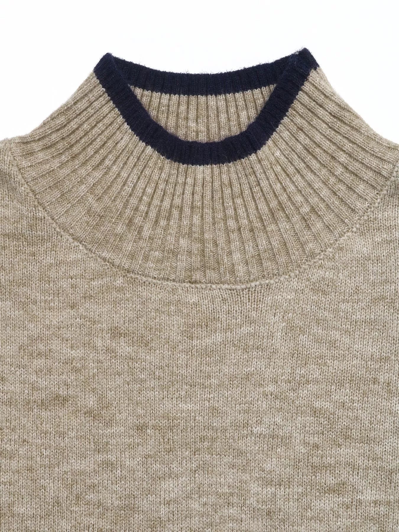 Trendsi Cozy Mock Neck Sweater with Contrast Trim -