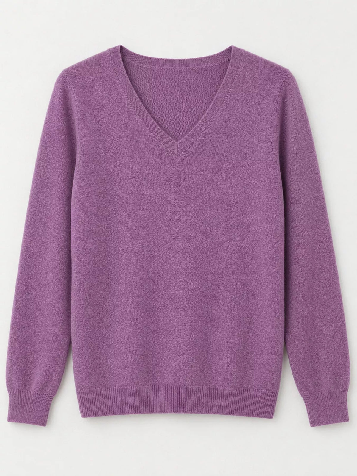 Purple v-neck long sleeve knit top
