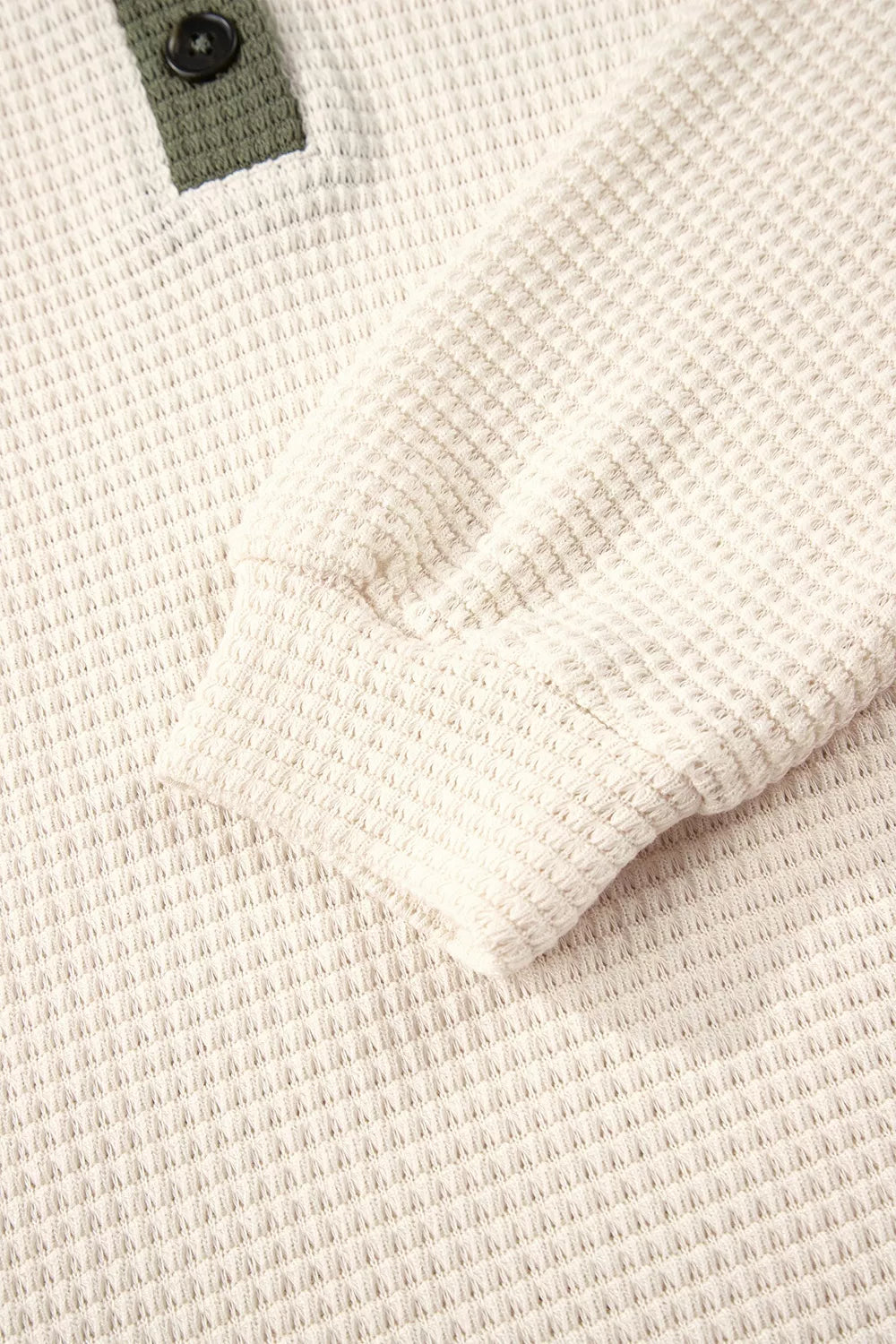 Trendsi Drawstring Waffle Knit Henley Hoodie -