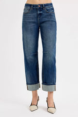 Trendsi RISEN Slouchy Crop Barrel Cuffed Jeans -