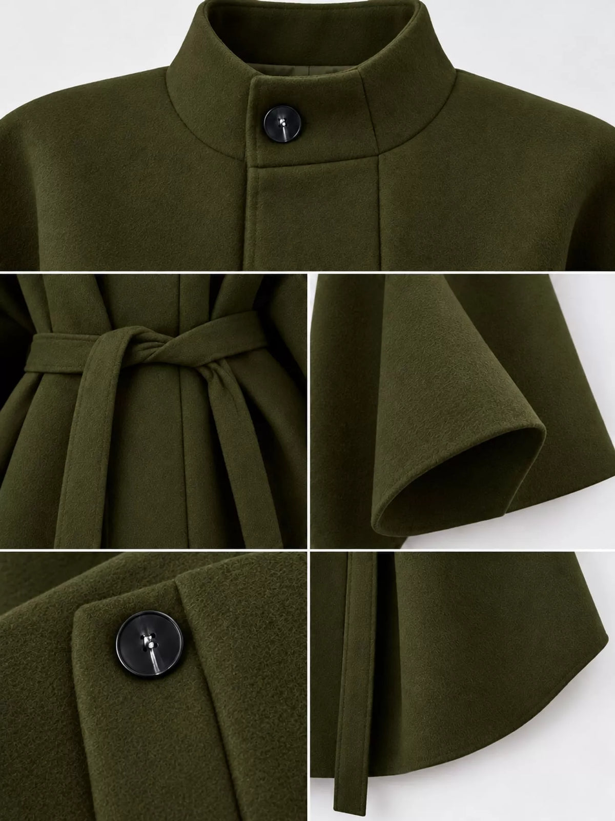 Green tie-waist cape — design and construction details