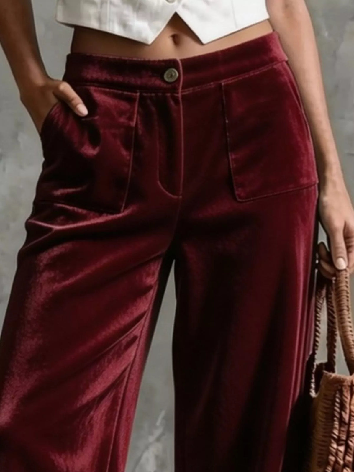 Trendsi Full Size Velvet Wide-Leg Pants Plus Size -