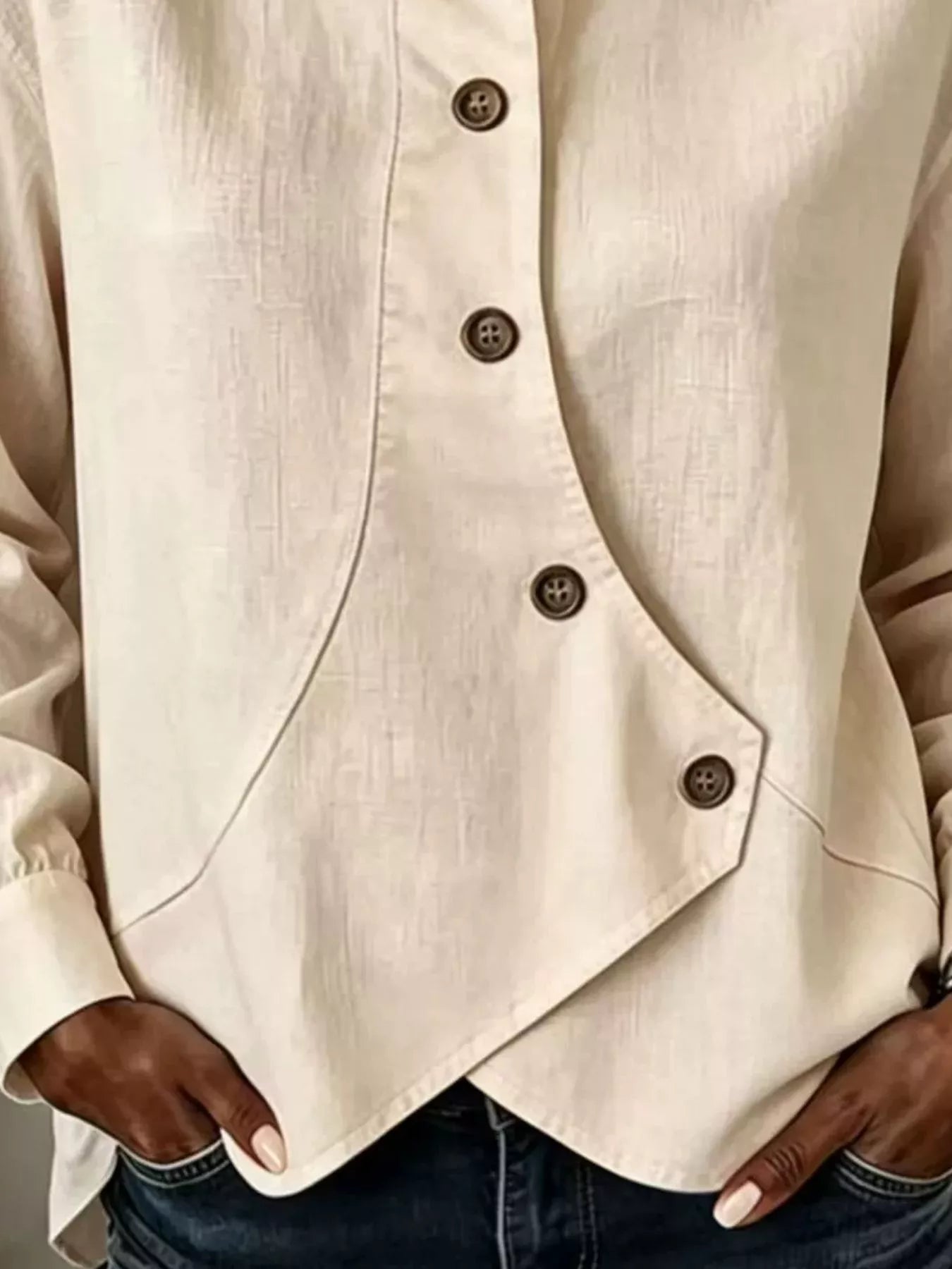 Trendsi Full Size Asymmetrical Button Down Shirt Plus Size -
