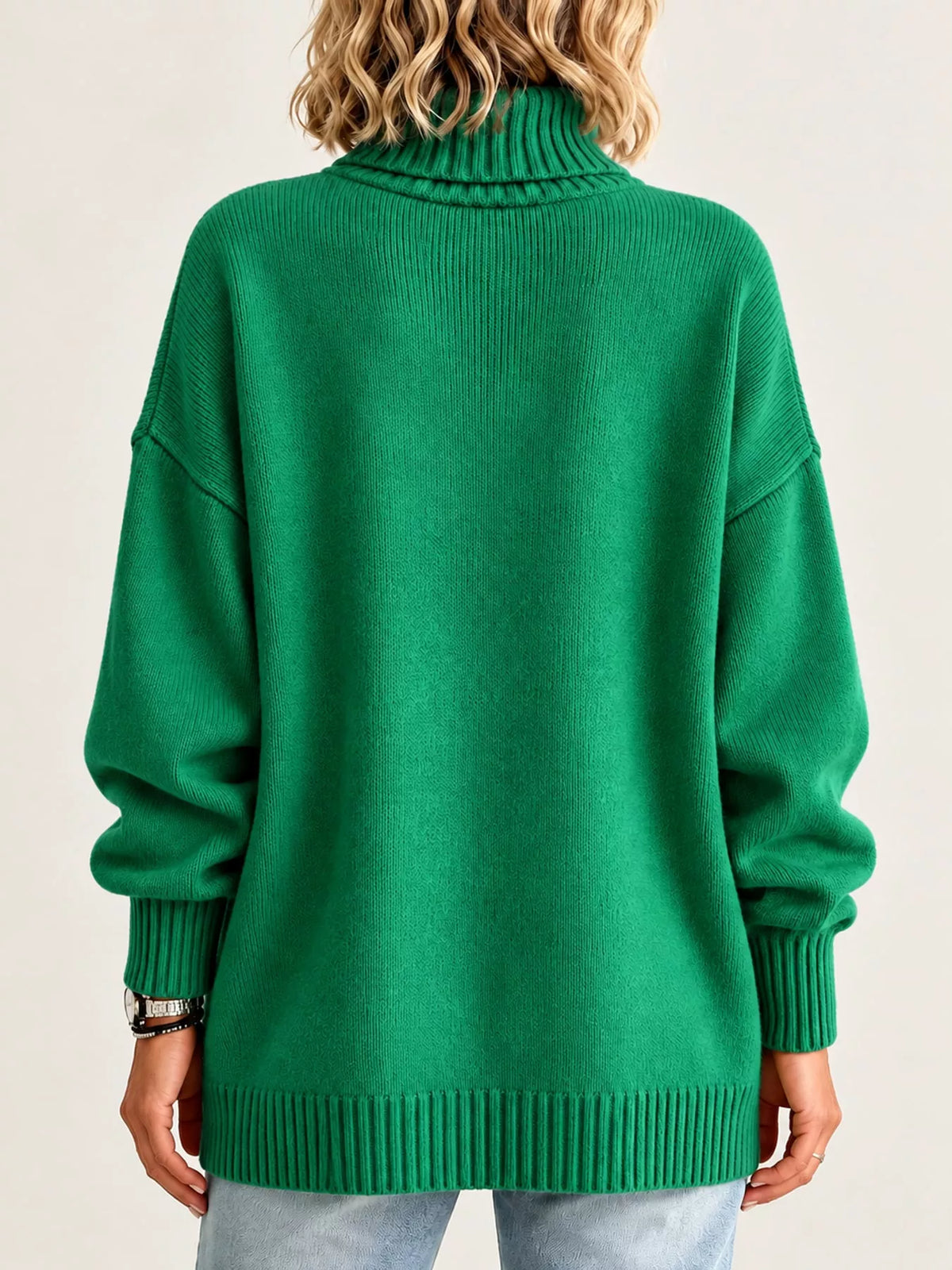 Oversized Turtleneck Pullover Sweater — back view