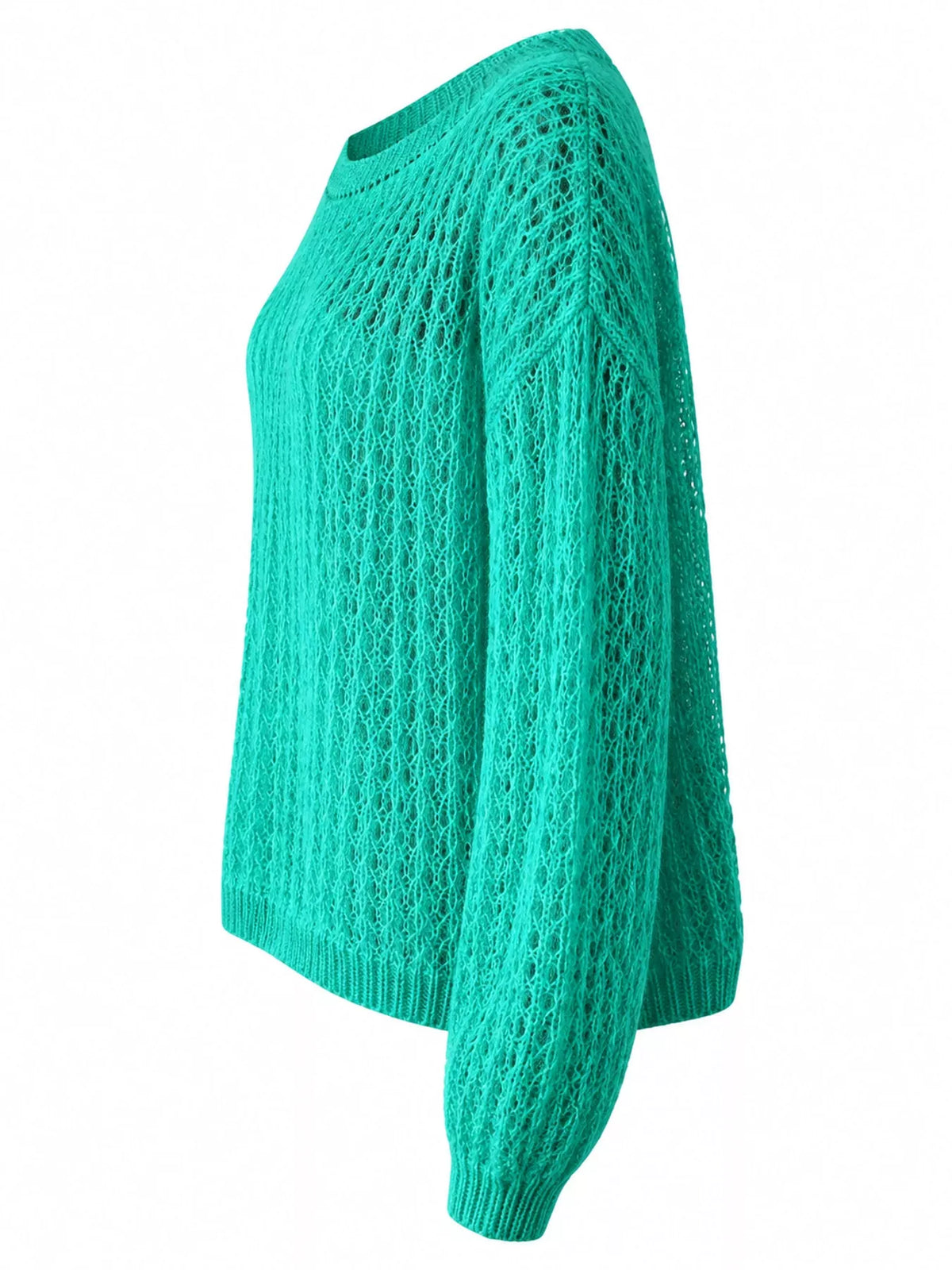 Green openwork knit cover-up top