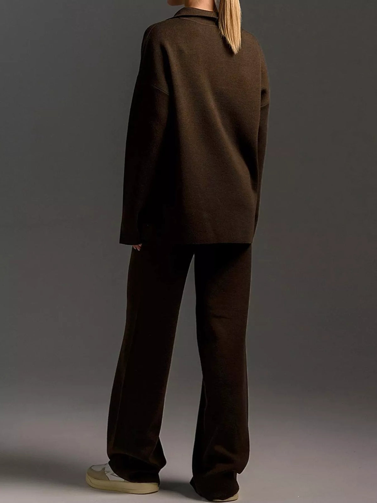 Polo top and pants set, brown full back