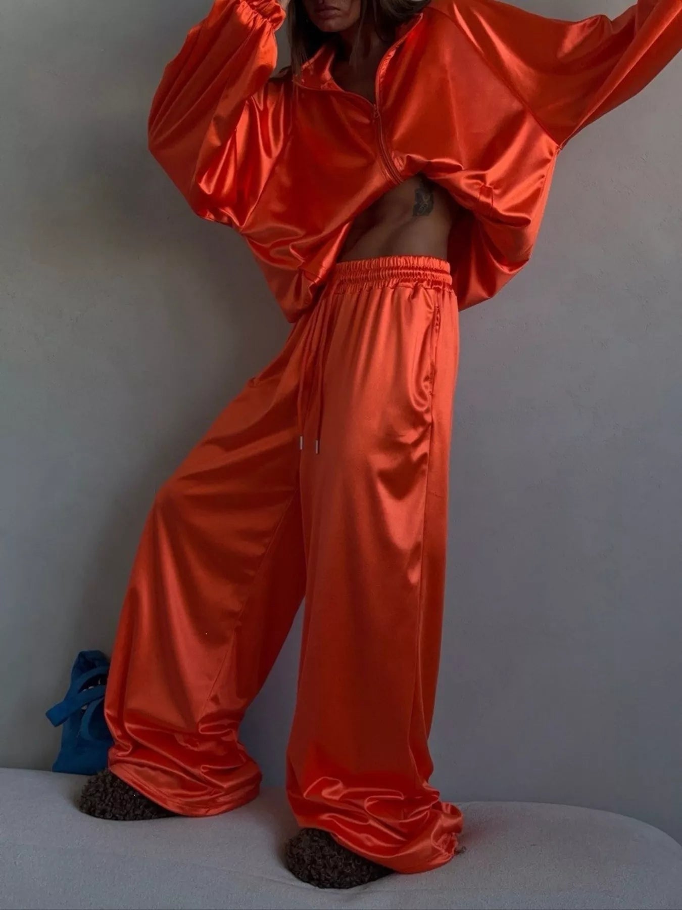 Trendsi Zip Up Raglan Sleeve Jacket and Pants Set -