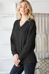 Trendsi Heimish Full Size Ribbed V-Neck Exposed Seam Top - Shirts