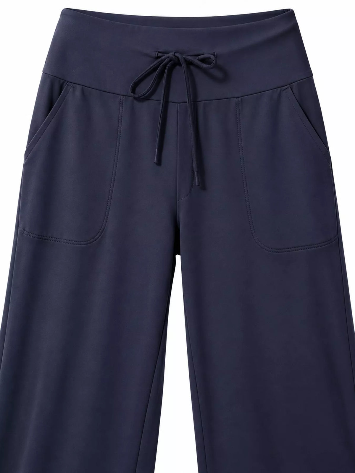 Wide-leg lounge pants, navy drawstring waist