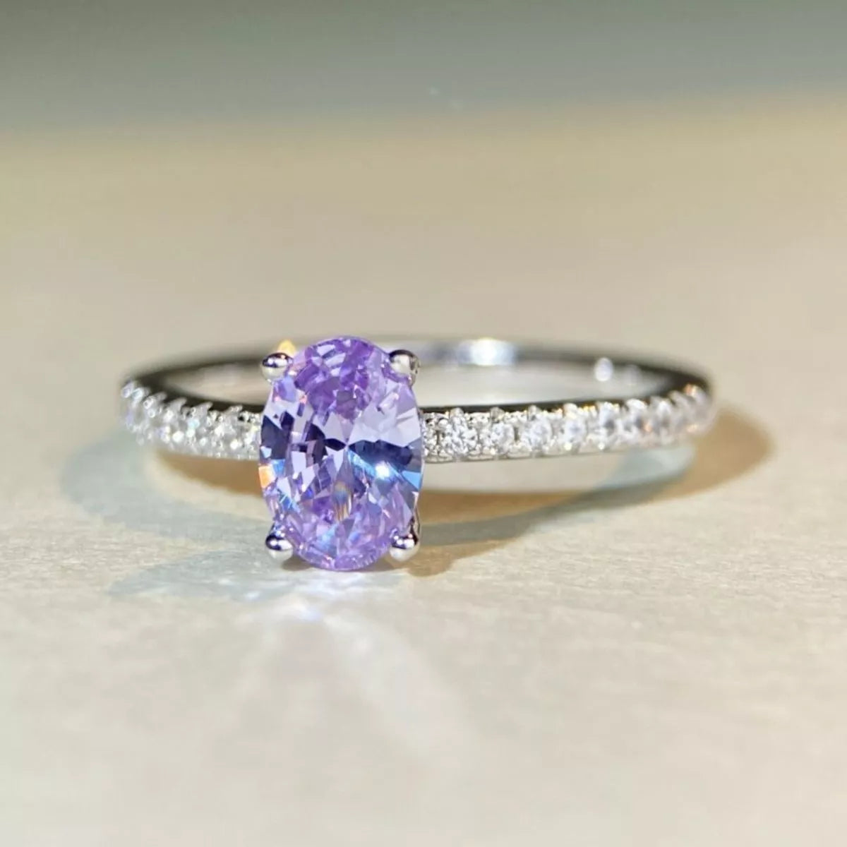 Trendsi 925 Sterling Silver Zircon Oval Ring -