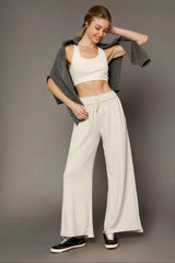 Trendsi Umgee Elastic Drawstring Waistband Wide Leg Pants -