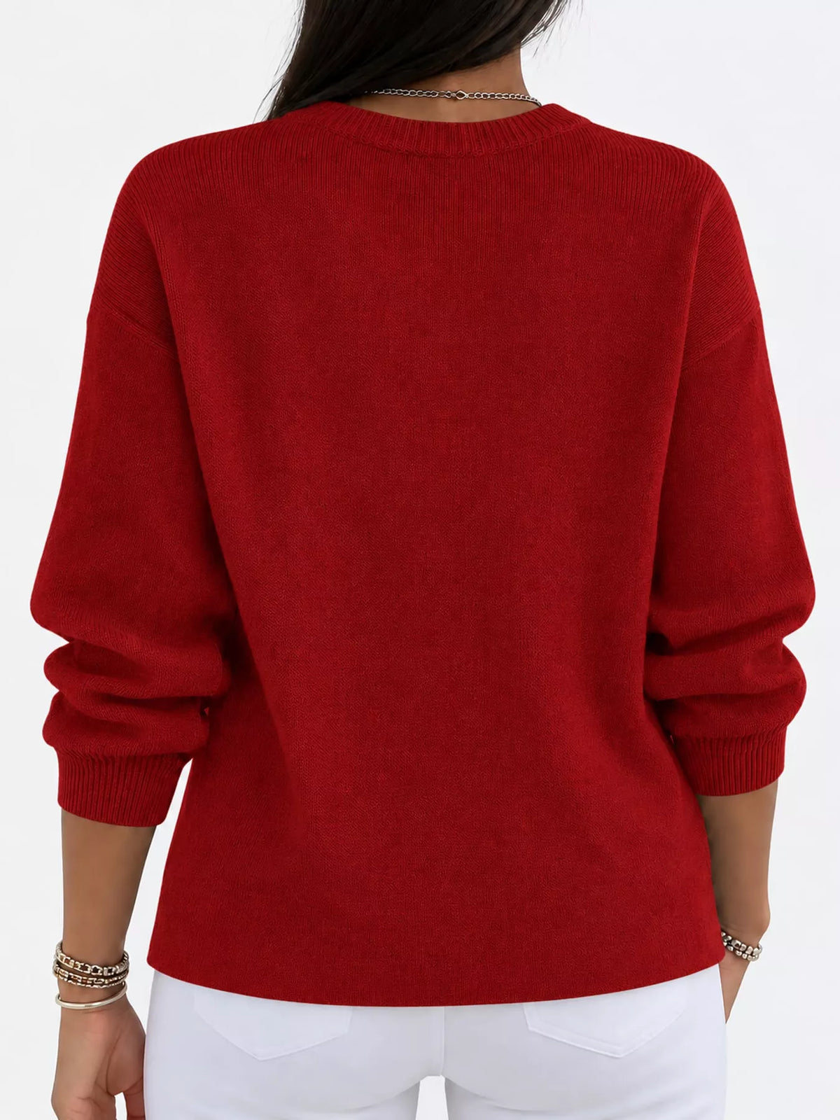 Red crew neck sweater