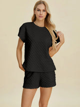 Trendsi Double Take Full Size Texture T-Shirt and Shorts Set -