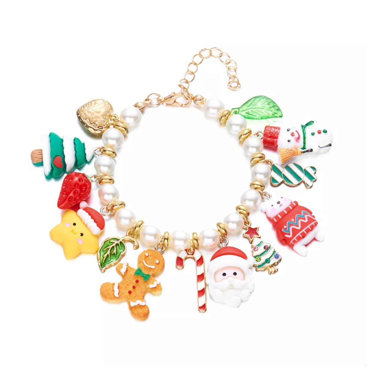 Trendsi Christmas Charm Pearl Bracelet -